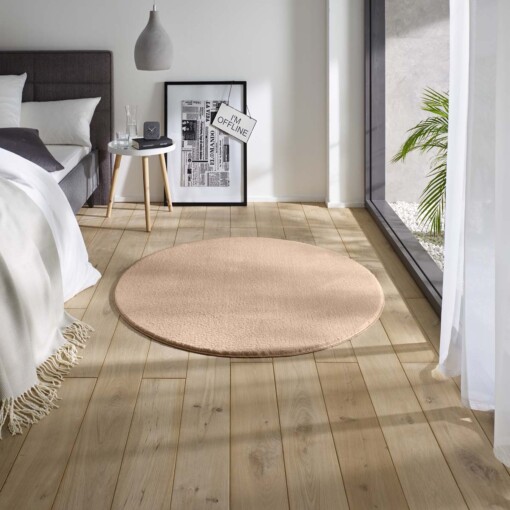 Tappeto soffice rotondo Loft - Beige (lavabile a 30°C) - sfeer