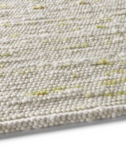 Tappeto quadrato in lana tessuto a mano Oslo - Crema/Verde - close up zijkant, thumbnail