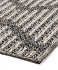 Tappeto da esterno Waves - Grigio/Crema - close up hoek, thumbnail