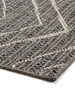 Tappeto zigzag da esterno Summer - Grigio/Crema - close up hoek, thumbnail Tappeto zigzag da esterno Summer - Grigio/Crema - close up hoek, thumbnail