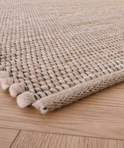 Tappeto in lana Lett - Beige/Crema - close up hoek, thumbnail Tappeto in lana Lett - Beige/Crema - close up hoek, thumbnail