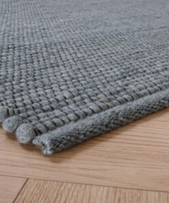 Tappeto in lana Lett - Blu acciaio - close up hoek, thumbnail Tappeto in lana Lett - Blu acciaio - close up hoek, thumbnail