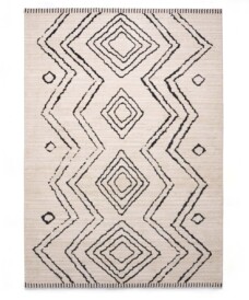 Tappeto berbero Beni Ouarain Bahij - Crema/Nero - overzicht boven, thumbnail