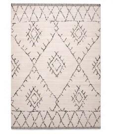 Tappeto berbero Beni Ouarain Sufian - Crema/Nero - overzicht boven, thumbnail