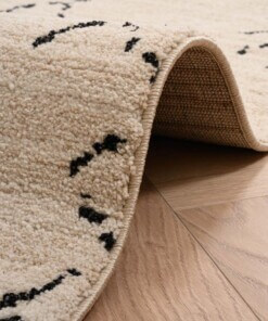 Tappeto berbero Beni Ouarain Sufian - Crema/Nero - close up vouw, thumbnail Tappeto berbero Beni Ouarain Sufian - Crema/Nero - close up vouw, thumbnail