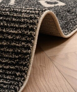 Tappeto berbero Beni Ouarain Bahij - Antracite/Nero - close up vouw, thumbnail Tappeto berbero Beni Ouarain Bahij - Antracite/Nero - close up vouw, thumbnail