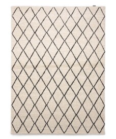 Tappeto a rombi in lana Vinduer - Crema/Nero - overzicht boven, thumbnail