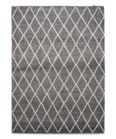 Tappeto a rombi in lana Vinduer - Grigio scuro/Crema - overzicht boven, thumbnail