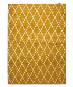 Tappeto a rombi in lana Vinduer - Giallo senape/Crema - overzicht boven