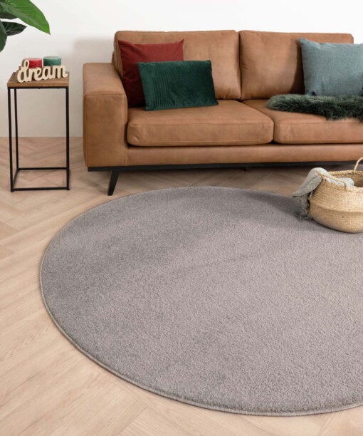 Tappeto rotondo a pelo raso Fine - Grigio chiaro - sfeer