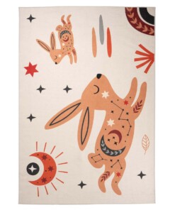 Tappeto Per Cameretta Bambini Holona - Motivo Coniglietto Con Ombrello - Grigio, 80x150 Cm - Morbido E Sicuro (Oeko-Tex)