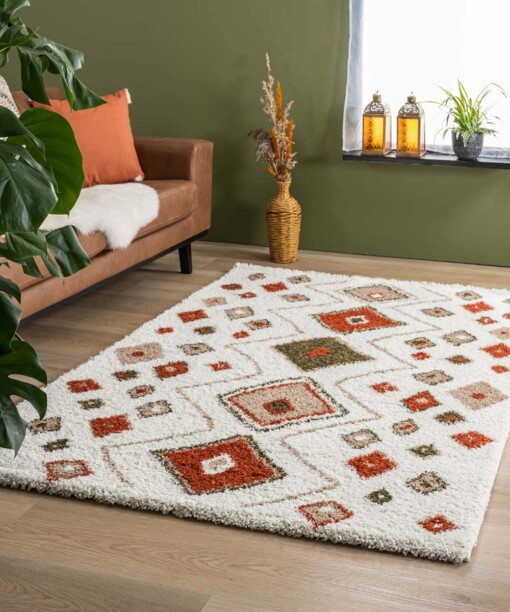 Passatoia Boho a pelo lungo Artisan - Bianco/Multicolore - sfeer