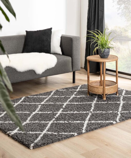 Passatoia a rombi a pelo lungo Habitat - Grigio/Bianco - sfeer