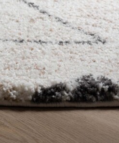 Tappeto berbero rotondo a pelo lungo Artisan - Bianco/Grigio - close up zijkant, thumbnail Tappeto berbero rotondo a pelo lungo Artisan - Bianco/Grigio - close up zijkant, thumbnail