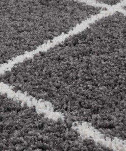 Tappeto a rombi rotondo a pelo lungo Artisan - Grigio/Bianco - close up materiaal, thumbnail