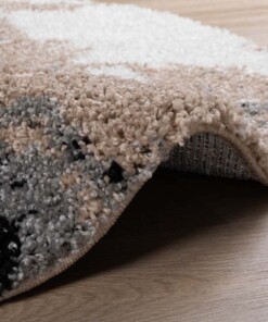 Tappeto rotondo a pelo lungo Marble Artisan - Beige - close up zijkant, thumbnail