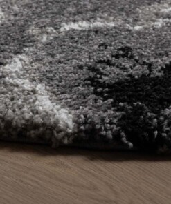 Tappeto rotondo a pelo lungo Marble Artisan - Grigio - close up zijkant, thumbnail