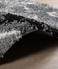 Tappeto rotondo a pelo lungo Marble Artisan - Grigio - close up zijkant, thumbnail