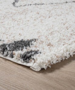 Passatoia berbero a pelo lungo Artisan - Bianco/Grigio - close up hoek, thumbnail