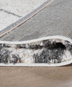 Passatoia berbero a pelo lungo Artisan - Bianco/Grigio - close up vouw, thumbnail