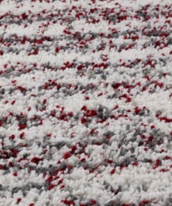 Tappeto a pelo lungo a righe Artisan - Grigio/Rosso - close up materiaal, thumbnail