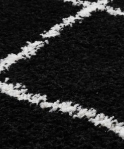 Tappeto a rombi a pelo lungo Artisan - Nero/Bianco - close up materiaal, thumbnail Tappeto a rombi a pelo lungo Artisan - Nero/Bianco - close up materiaal, thumbnail