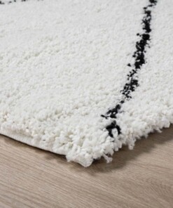 Passatoia berbero a pelo lungo Artisan - Bianco/Nero - close up hoek, thumbnail Passatoia berbero a pelo lungo Artisan - Bianco/Nero - close up hoek, thumbnail