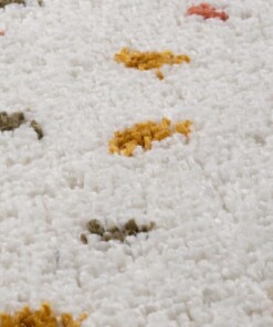 Tappeto a pelo lungo a pois Artisan - Bianco/Multicolore - close up materiaal, thumbnail