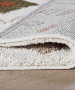 Tappeto Boho quadrato a pelo lungo Artisan - Bianco/Multicolore - close up vouw, thumbnail