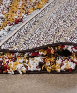 Tappeto quadrato a pelo lungo a righe Artisan - Multicolore/Giallo senape - close up vouw, thumbnail