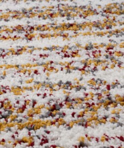 Tappeto quadrato a pelo lungo a righe Artisan - Bianco/Multicolore - close up materiaal, thumbnail