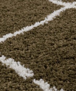 Tappeto a rombi quadrato a pelo lungo Artisan - Verde oliva/Bianco - close up materiaal, thumbnail Tappeto a rombi quadrato a pelo lungo Artisan - Verde oliva/Bianco - close up materiaal, thumbnail