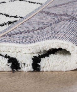 Tappeto a rombi quadrato a pelo lungo Artisan - Bianco/Nero - close up vouw, thumbnail