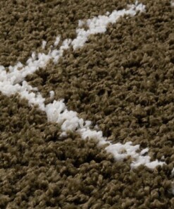 Tappeto a rombi quadrato a pelo lungo Habitat - Verde oliva/Bianco - close up materiaal, thumbnail