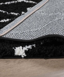 Tappeto a rombi quadrato a pelo lungo Habitat - Nero/Bianco - close up vouw, thumbnail