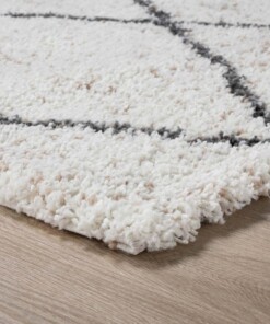 Tappeto a rombi quadrato a pelo lungo Artisan - Bianco/Grigio - close up hoek, thumbnail