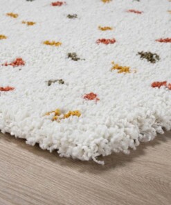 Tappeto quadrato a pelo lungo a pois Artisan - Bianco/Multicolore - close up hoek, thumbnail Tappeto quadrato a pelo lungo a pois Artisan - Bianco/Multicolore - close up hoek, thumbnail