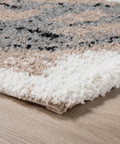 Tappeto quadrato a pelo lungo Marble Artisan - Beige - close up hoek, thumbnail