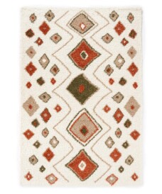 Tappeto Boho a pelo lungo Artisan - Bianco/Multicolore - overzicht, thumbnail