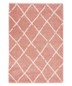 Tappeto a rombi a pelo lungo Artisan - Rosa/Bianco - overzicht
