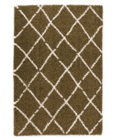 Tappeto a rombi a pelo lungo Habitat - Verde oliva/Bianco - overzicht, thumbnail