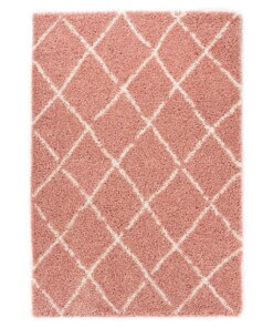 Tappeto a rombi a pelo lungo Habitat - Rosa/Bianco - overzicht