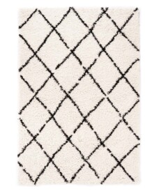 Tappeto a rombi a pelo lungo Habitat - Bianco/Nero - overzicht, thumbnail