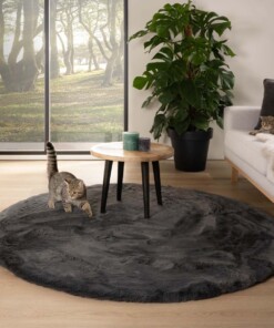 Tappeto rotondo soffice a pelo lungo - Comfy Plus - Grigio scuro - sfeer