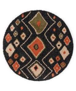 Tappeto Boho rotondo a pelo lungo Artisan - Antracite/Multicolore - overzicht