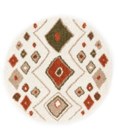 Tappeto Boho rotondo a pelo lungo Artisan - Bianco/Multicolore - overzicht, thumbnail