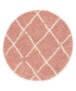 Tappeto a rombi rotondo a pelo lungo Habitat - Rosa/Bianco - overzicht, thumbnail