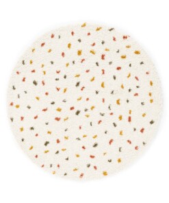 Tappeto rotondo a pelo lungo a pois Artisan - Bianco/Multicolore - overzicht