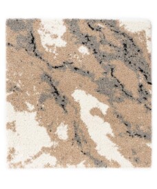 Tappeto quadrato a pelo lungo Marble Artisan - Beige - overzicht, thumbnail