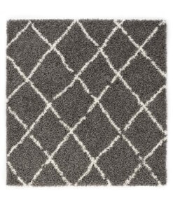 Tappeto a rombi quadrato a pelo lungo Habitat - Grigio/Bianco - overzicht